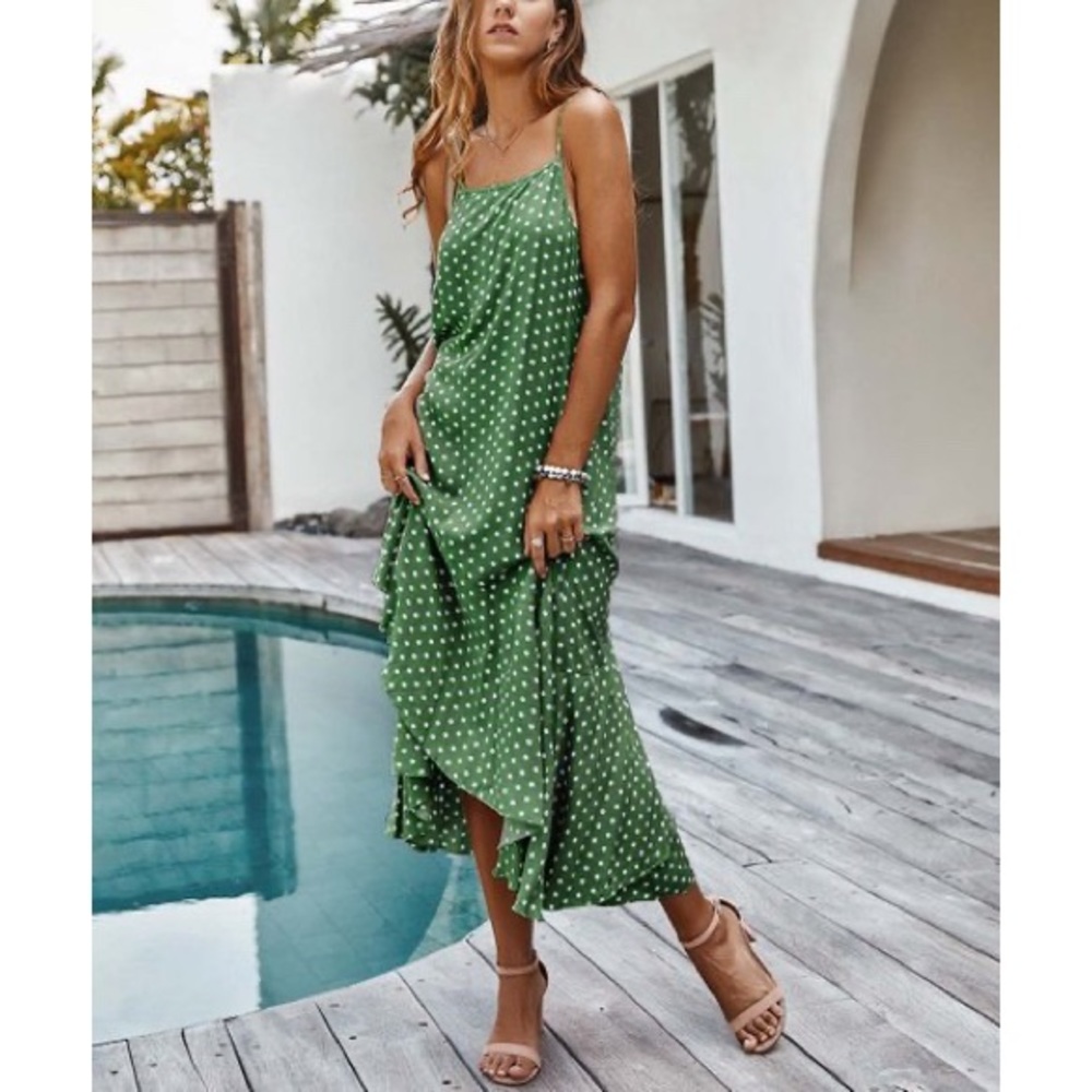 NWT Green Dot Ruffle-Hem Dress, Sz. M